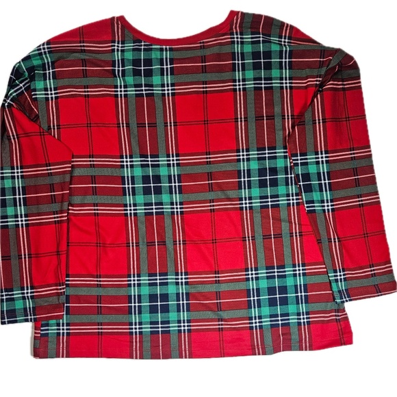 Joyspun Shirt Womens Medium Red Green Plaid Merry Long Sleeve Christmas Lounge - Picture 2 of 5